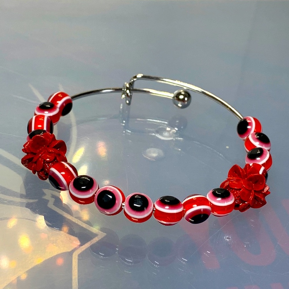 EVIL EYE NATURAL BRACELET 6cm diameter up to 7.5cm